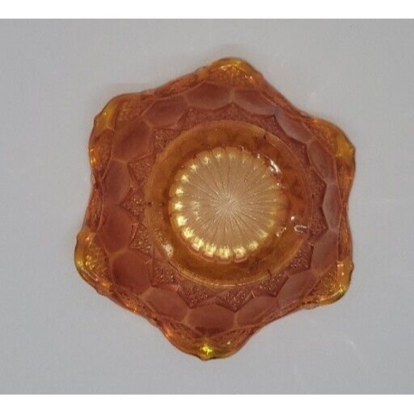Vintage Iridescent Marigold CARNIVAL Bon Bon Dish 5 " Dia. Diamonds - Picture 3 of 7